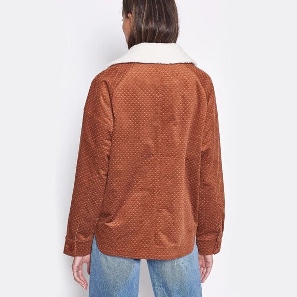 NWT Joie brown faux sherpa collar printed jacket - Picture 6 of 10